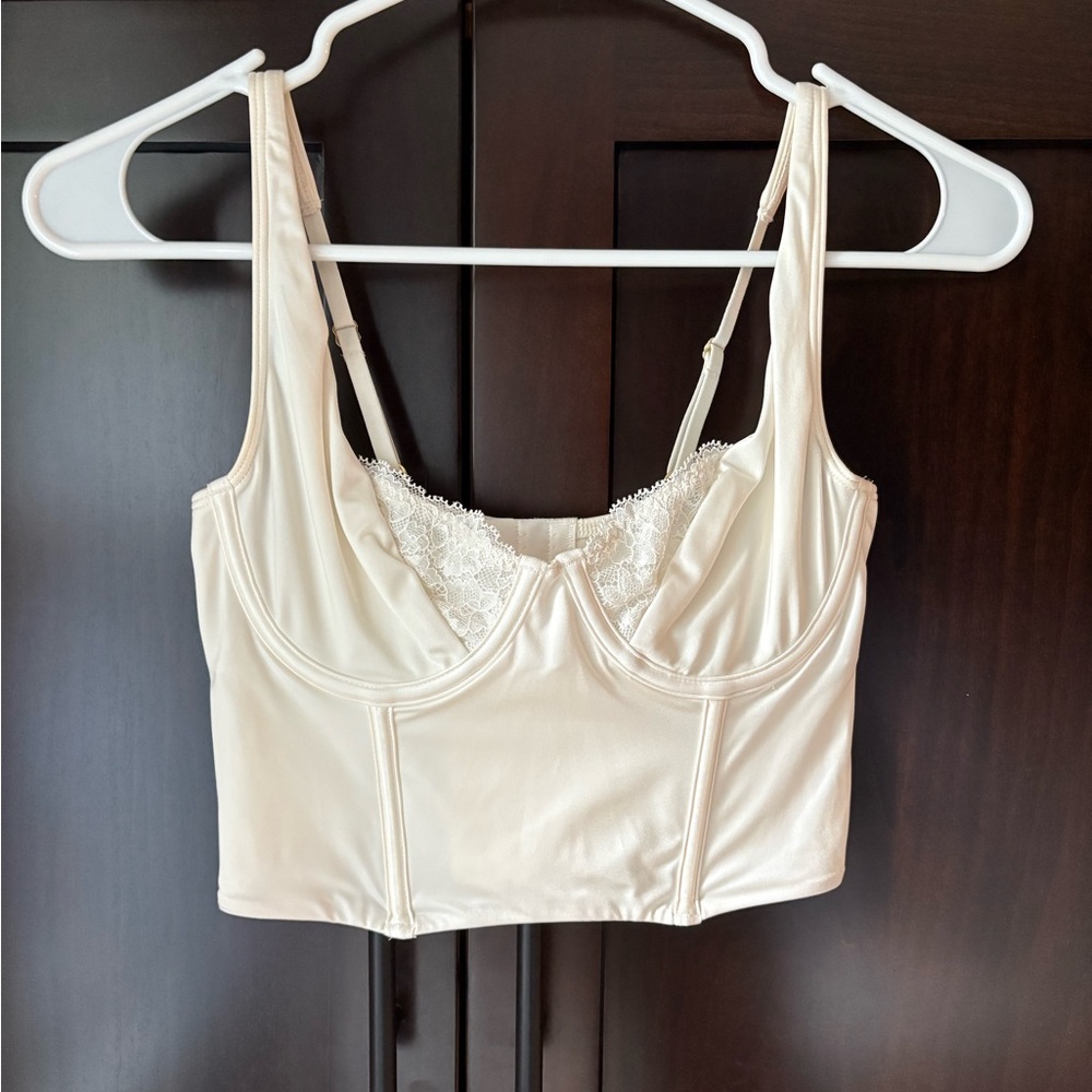 Abercrombie & Fitch Cream Lace Corset Bra